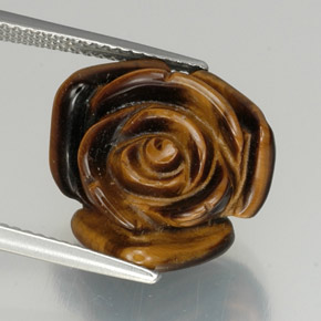 Golden Brown Tiger's Eye Gem - 11.6ct Carved Rose with Half Drilled Hole (ID: 328607)