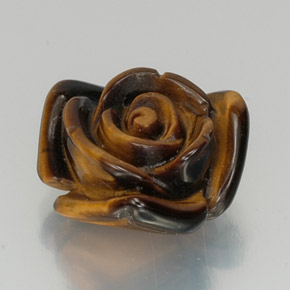 11.57 ct Brown Tiger's Eye Stone, Natural Tiger's Eye in Carved Rose with Half Drilled Hole Shape for Sale