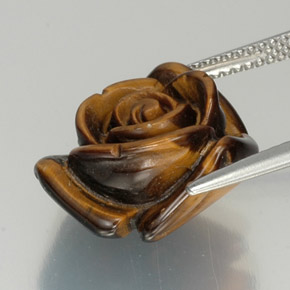 Tiger's Eye Gemstone in 15.7 x 15.5 mm Size for Sale, Tiger's Eye Stone in Golden Brown Color