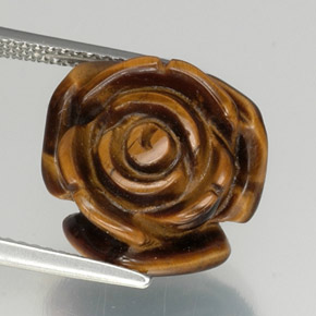 11.8ct Carved Rose with Half Drilled Hole Gold Brown Tiger's Eye Gem for sale 11.8ct Carved Rose with Half Drilled Hole Gold Brown Tiger's Eye Gem (ID: 328608)