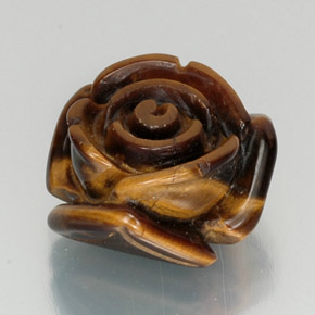 11.77 ct Brown Tiger's Eye Stone, Natural Tiger's Eye in Carved Rose with Half Drilled Hole Shape for Sale