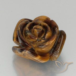 11.45 ct Brown Tiger's Eye Stone, Natural Tiger's Eye in Carved Rose with Half Drilled Hole Shape for Sale