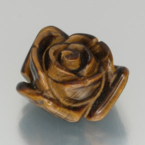12.59 ct Brown Tiger's Eye Stone, Natural Tiger's Eye in Carved Rose with Half Drilled Hole Shape for Sale