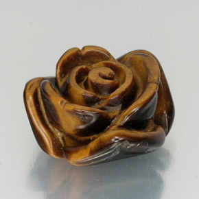 12.51 ct Brown Tiger's Eye Stone, Natural Tiger's Eye in Carved Rose with Half Drilled Hole Shape for Sale