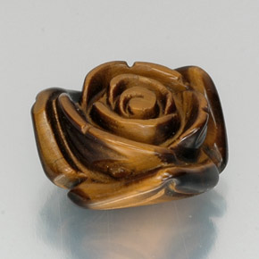 12.07 ct Brown Tiger's Eye Stone, Natural Tiger's Eye in Carved Rose with Half Drilled Hole Shape for Sale