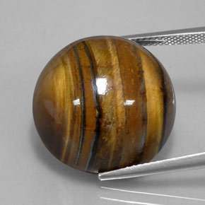 38.62 ct Brown Tiger's Eye Gemstone, Tiger's Eye Gem in Round Cabochon Shape for Sale.