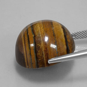 Tiger's Eye Gemstone in 20.2 mm Size for Sale, Tiger's Eye Stone in Gold Brown Color