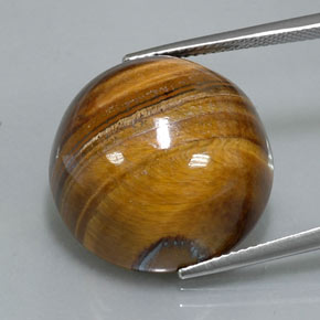 36.26 ct Brown Tiger's Eye Gemstone, Tiger's Eye Gem in Round Cabochon Shape for Sale.
