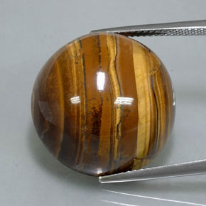 38.37 ct Brown Tiger's Eye Gemstone, Tiger's Eye Gem in Round Cabochon Shape for Sale.
