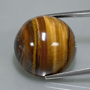 37.12 ct Brown Tiger's Eye Gemstone, Tiger's Eye Gem in Round Cabochon Shape for Sale.