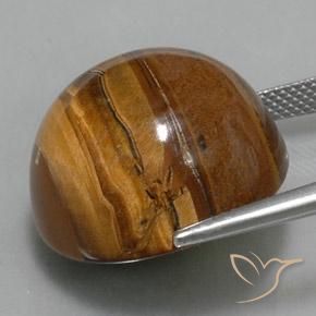 Tiger's Eye Gemstone in 20 mm (calibrated) Size for Sale, Tiger's Eye Stone in Warm Brown Color