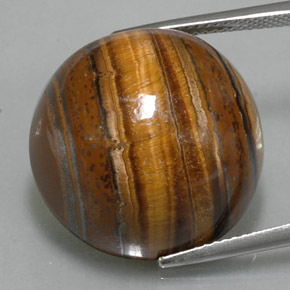38.29 ct Brown Tiger's Eye Gemstone, Tiger's Eye Gem in Round Cabochon Shape for Sale.