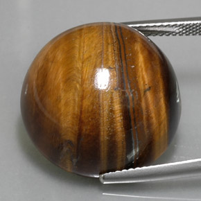 36.96 ct Brown Tiger's Eye Gemstone, Tiger's Eye Gem in Round Cabochon Shape for Sale.