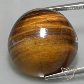 35.20ct Natural Medium Brown Tiger's Eye, Round, Opaque