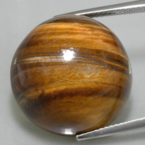 37.73 ct Brown Tiger's Eye Gemstone, Tiger's Eye Gem in Round Cabochon Shape for Sale.