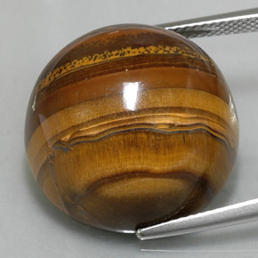 37.23 ct Brown Tiger's Eye Gemstone, Tiger's Eye Gem in Round Cabochon Shape for Sale.