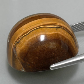 Tiger's Eye Gemstone in 20.1 mm Size for Sale, Tiger's Eye Stone in Gold Brown Color