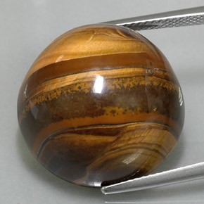 36.02 ct Brown Tiger's Eye Gemstone, Tiger's Eye Gem in Round Cabochon Shape for Sale.
