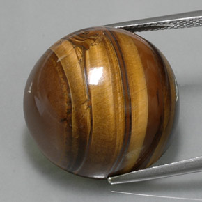 38.33 ct Brown Tiger's Eye Gemstone, Tiger's Eye Gem in Round Cabochon Shape for Sale.