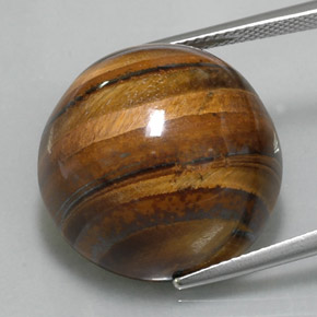 36.56 ct Brown Tiger's Eye Gemstone, Tiger's Eye Gem in Round Cabochon Shape for Sale.