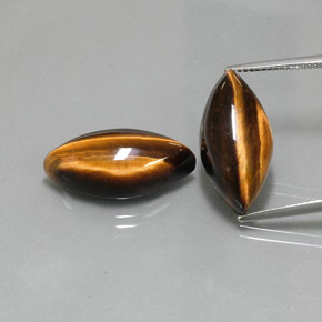 20.20 ct Brown Tiger's Eye Gemstone, Tiger's Eye Gem in Marquise Cabochon Shape for Sale.