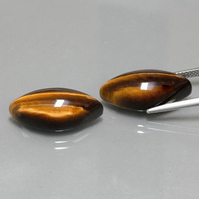Tiger's Eye Gemstone in 21.1 x 10.3 mm Size for Sale, Tiger's Eye Stone in Gold Brown Color