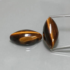 18.92 ct Brown Tiger's Eye Gemstone, Tiger's Eye Gem in Marquise Cabochon Shape for Sale.