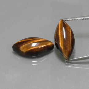 20.01 ct Brown Tiger's Eye Gemstone, Tiger's Eye Gem in Marquise Cabochon Shape for Sale.