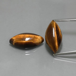 17.43 ct Brown Tiger's Eye Gemstone, Tiger's Eye Gem in Marquise Cabochon Shape for Sale.
