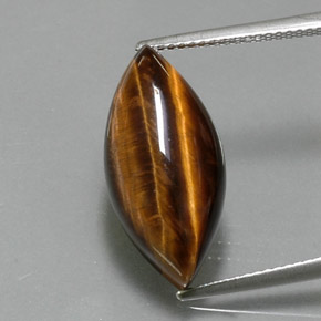 9.49 ct Brown Tiger's Eye Gemstone, Tiger's Eye Gem in Marquise Cabochon Shape for Sale.