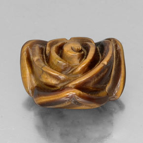 11.36 ct Brown Tiger's Eye Stone, Natural Tiger's Eye in Carved Rose with Half Drilled Hole Shape for Sale