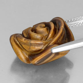 Tiger's Eye Gemstone in 15.8 x 15.6 mm Size for Sale, Tiger's Eye Stone in Gold Brown Color
