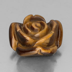 12.35 ct Brown Tiger's Eye Stone, Natural Tiger's Eye in Carved Rose with Half Drilled Hole Shape for Sale