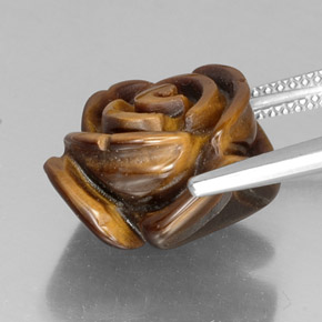 Tiger's Eye Gemstone in 15.3 x 14.7 mm Size for Sale, Tiger's Eye Stone in Gold Brown Color