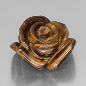 11.87 ct Brown Tiger's Eye Stone, Natural Tiger's Eye in Carved Rose with Half Drilled Hole Shape for Sale