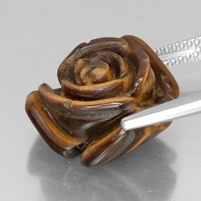Tiger's Eye Gemstone in 15.8 x 15.4 mm Size for Sale, Tiger's Eye Stone in Gold Brown Color