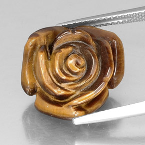 11.19 ct Brown Tiger's Eye Gemstone, Tiger's Eye Gem in Carved Rose with Half Drilled Hole Shape for Sale.