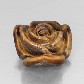11.19 ct Brown Tiger's Eye Stone, Natural Tiger's Eye in Carved Rose with Half Drilled Hole Shape for Sale