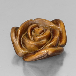 10.20 ct Brown Tiger's Eye Stone, Natural Tiger's Eye in Carved Rose with Half Drilled Hole Shape for Sale