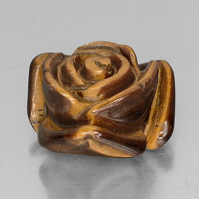 12.80 ct Brown Tiger's Eye Stone, Natural Tiger's Eye in Carved Rose with Half Drilled Hole Shape for Sale