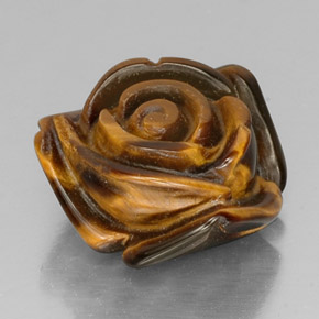 13.91 ct Brown Tiger's Eye Stone, Natural Tiger's Eye in Carved Rose with Half Drilled Hole Shape for Sale
