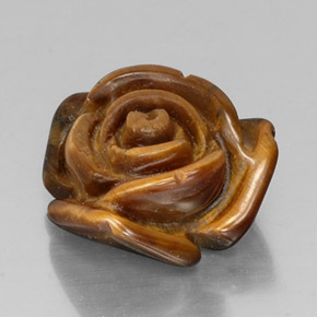 11.50 ct Brown Tiger's Eye Stone, Natural Tiger's Eye in Carved Rose with Half Drilled Hole Shape for Sale