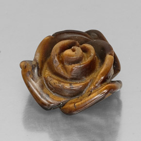 11.25 ct Brown Tiger's Eye Stone, Natural Tiger's Eye in Carved Rose with Half Drilled Hole Shape for Sale
