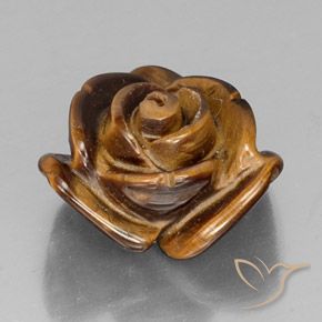 11.30 ct Brown Tiger's Eye Stone, Natural Tiger's Eye in Carved Rose with Half Drilled Hole Shape for Sale