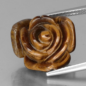Reddish Brown Tiger's Eye Gem - 12.1ct Carved Rose with Half Drilled Hole (ID: 334301)