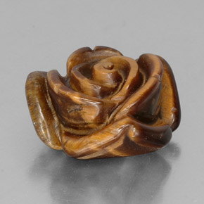 12.11 ct Brown Tiger's Eye Stone, Natural Tiger's Eye in Carved Rose with Half Drilled Hole Shape for Sale