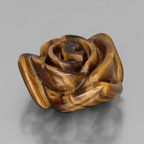 11.61 ct Brown Tiger's Eye Stone, Natural Tiger's Eye in Carved Rose with Half Drilled Hole Shape for Sale