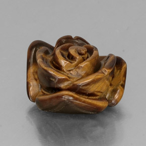 10.44 ct Brown Tiger's Eye Stone, Natural Tiger's Eye in Carved Rose with Half Drilled Hole Shape for Sale