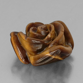 11.14 ct Brown Tiger's Eye Stone, Natural Tiger's Eye in Carved Rose with Half Drilled Hole Shape for Sale