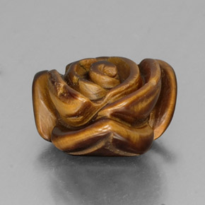 10.77 ct Brown Tiger's Eye Stone, Natural Tiger's Eye in Carved Rose with Half Drilled Hole Shape for Sale